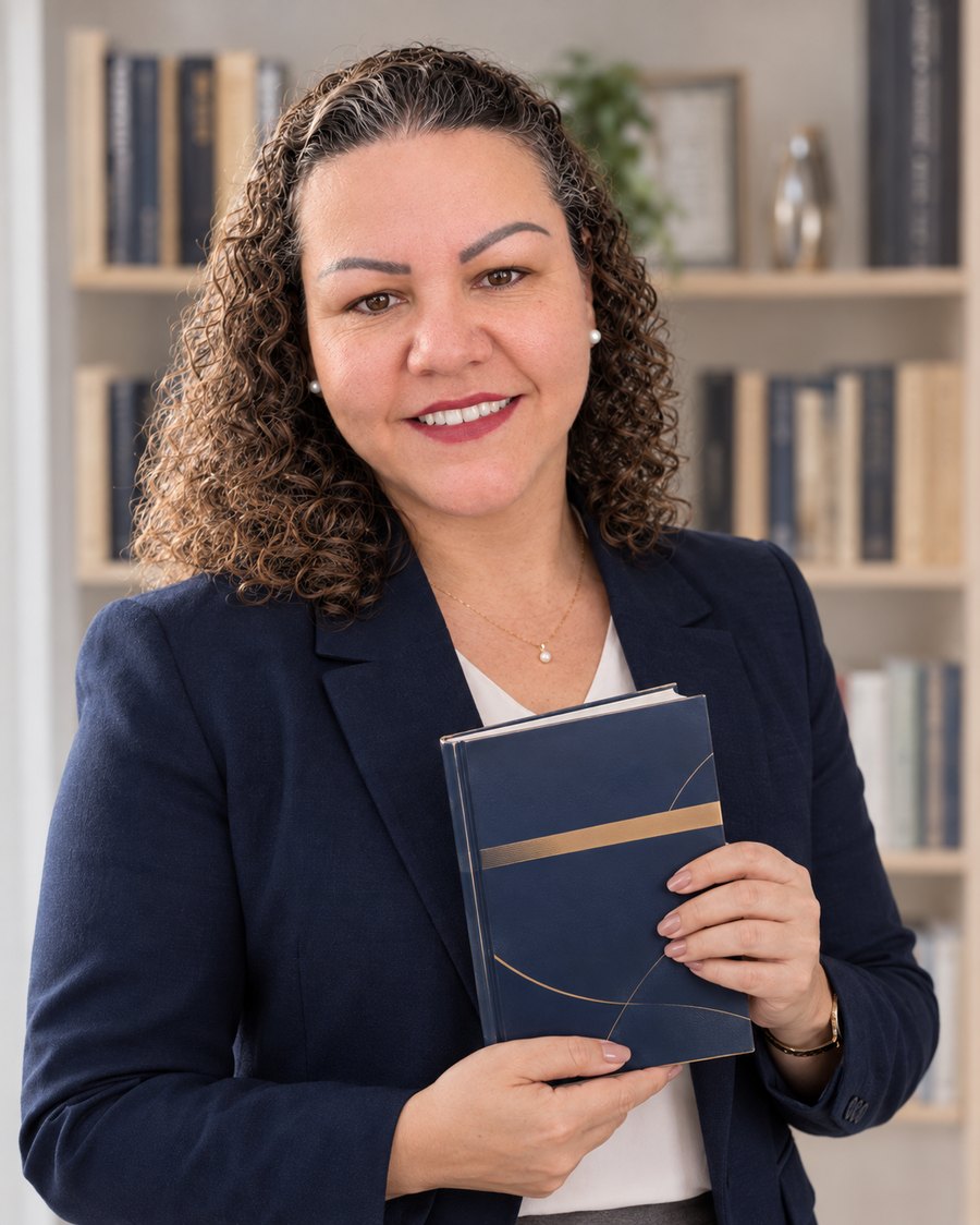 Sandra Diniz segurando um livro